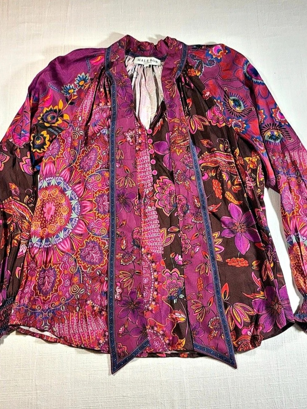 Halebob Floral Blouse in Purple & Pink Size Large Like New
